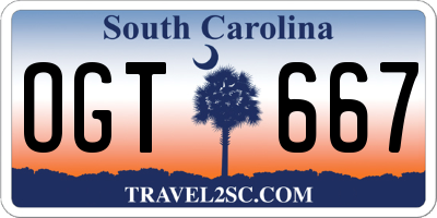 SC license plate OGT667