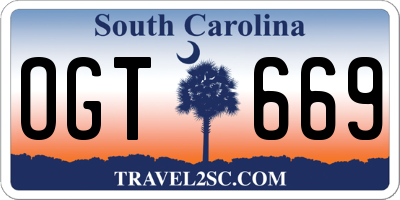 SC license plate OGT669