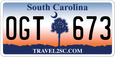 SC license plate OGT673