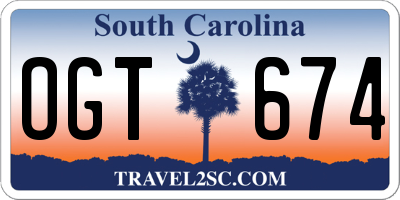 SC license plate OGT674
