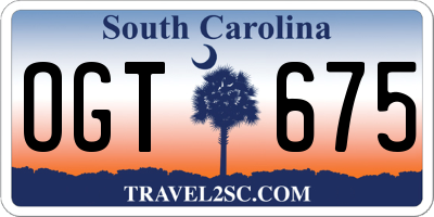 SC license plate OGT675