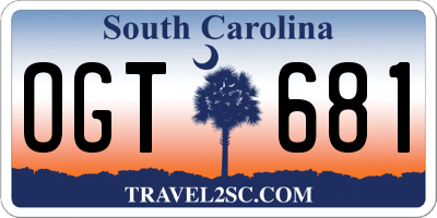 SC license plate OGT681