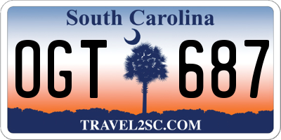 SC license plate OGT687