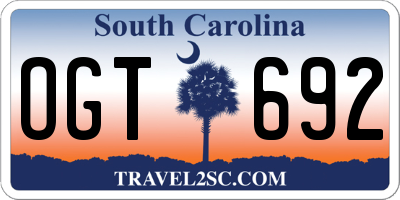 SC license plate OGT692