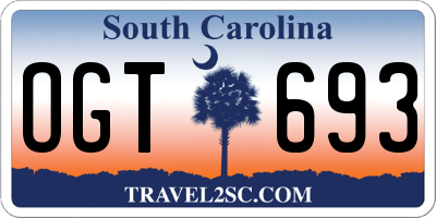 SC license plate OGT693