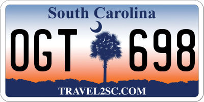 SC license plate OGT698