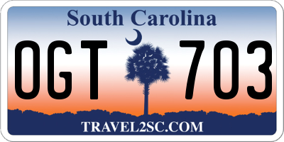 SC license plate OGT703
