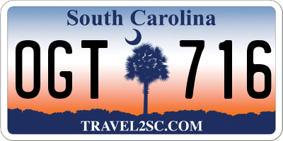 SC license plate OGT716