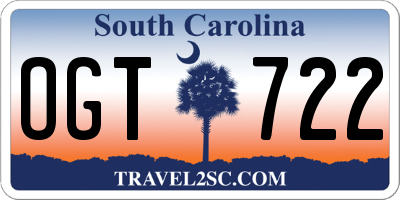 SC license plate OGT722