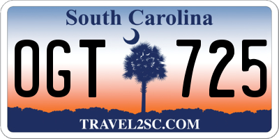 SC license plate OGT725
