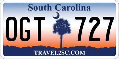 SC license plate OGT727