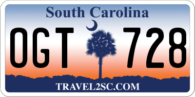 SC license plate OGT728