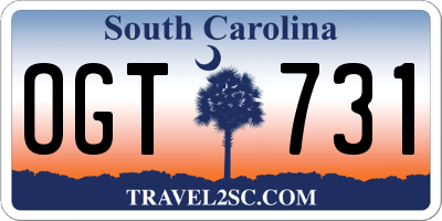 SC license plate OGT731
