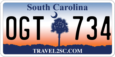 SC license plate OGT734