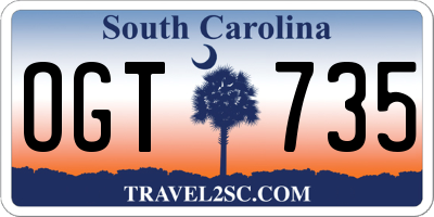 SC license plate OGT735