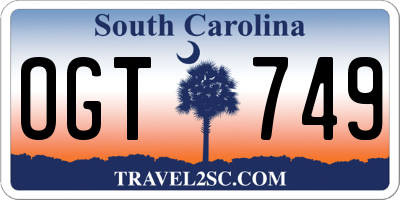 SC license plate OGT749