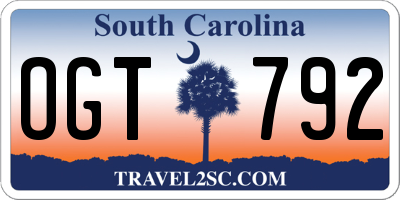SC license plate OGT792