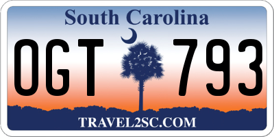 SC license plate OGT793