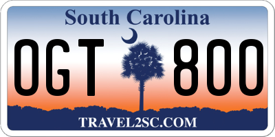 SC license plate OGT800