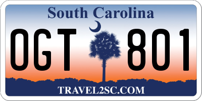 SC license plate OGT801