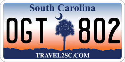 SC license plate OGT802