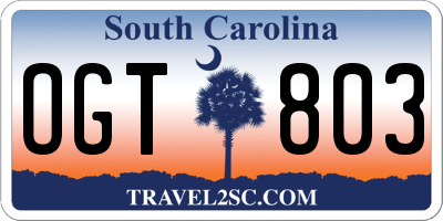 SC license plate OGT803
