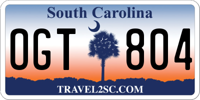 SC license plate OGT804