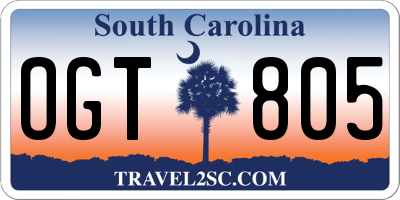 SC license plate OGT805