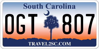SC license plate OGT807