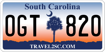 SC license plate OGT820