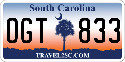SC license plate OGT833
