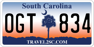 SC license plate OGT834
