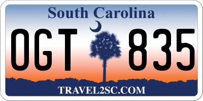 SC license plate OGT835