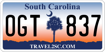 SC license plate OGT837