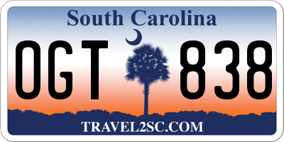 SC license plate OGT838