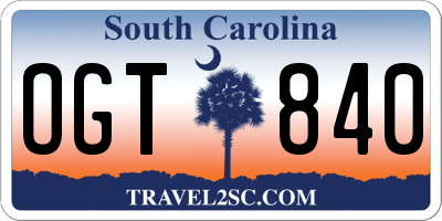 SC license plate OGT840