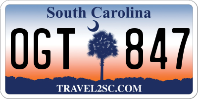SC license plate OGT847