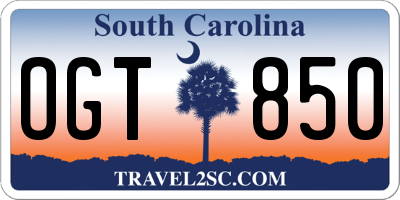 SC license plate OGT850