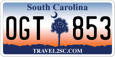 SC license plate OGT853