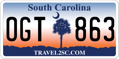 SC license plate OGT863