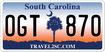 SC license plate OGT870