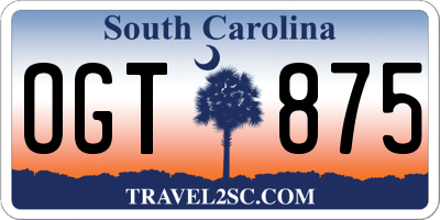 SC license plate OGT875