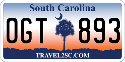 SC license plate OGT893