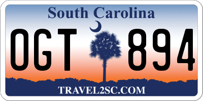 SC license plate OGT894
