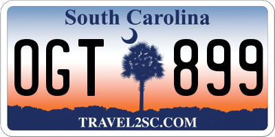 SC license plate OGT899