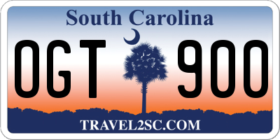 SC license plate OGT900