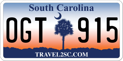 SC license plate OGT915