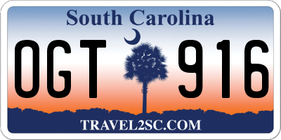 SC license plate OGT916