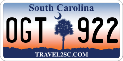 SC license plate OGT922