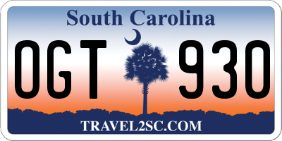 SC license plate OGT930